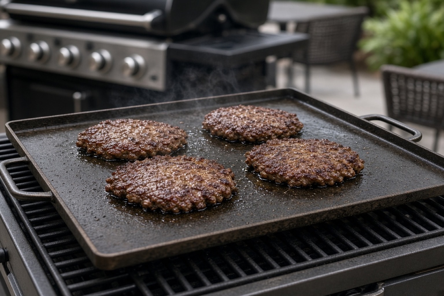 Qookware carbonstål stegeplade på gasgrill
