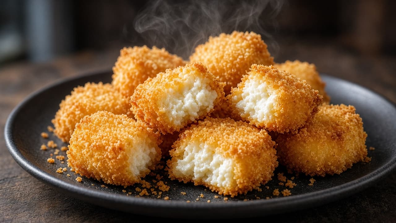 Gyldne hytteost-nuggets med panko-skorpe