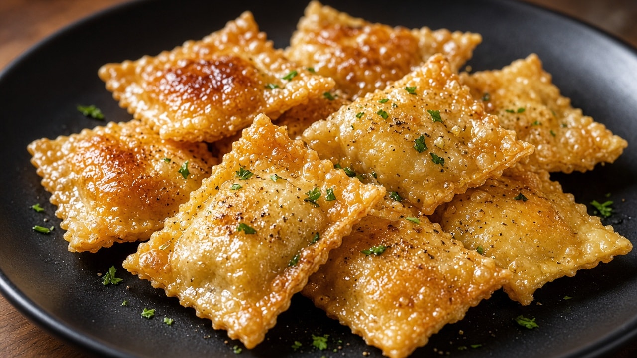 Sprøde airfryer-ravioli fyldt med hytteost