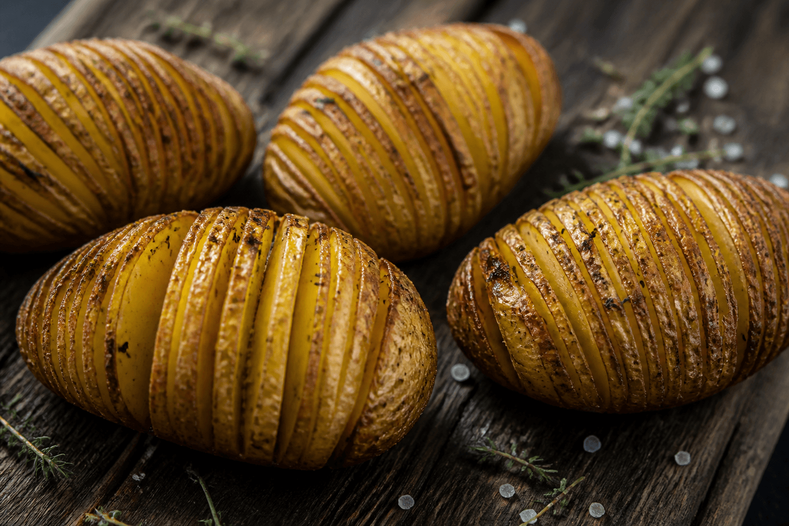 Hasselback-kartofler med sprøde riller