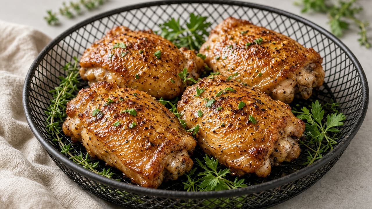 Hvidløgsmarinerede kyllingeoverlår med sprødt skind fra airfryer