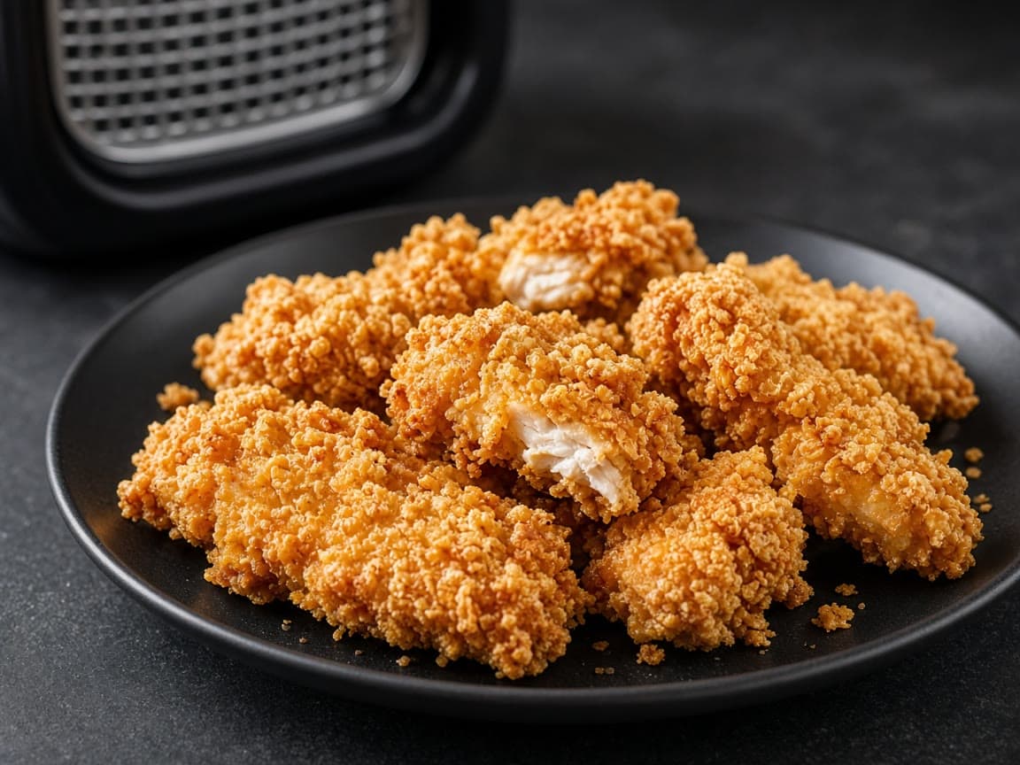 Kylling med sprød flæskesvær-panering fra airfryer