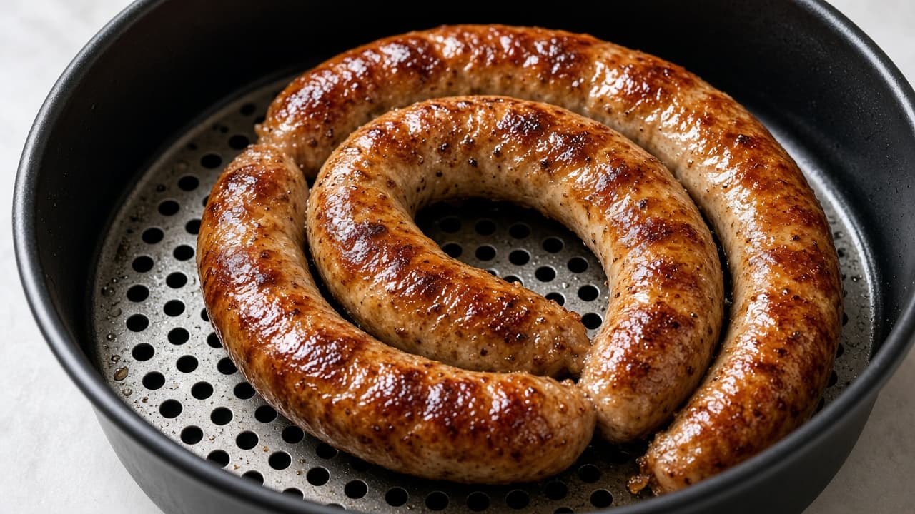 Airfryer-stegte medisterpølser med sprødt, gyldent skind