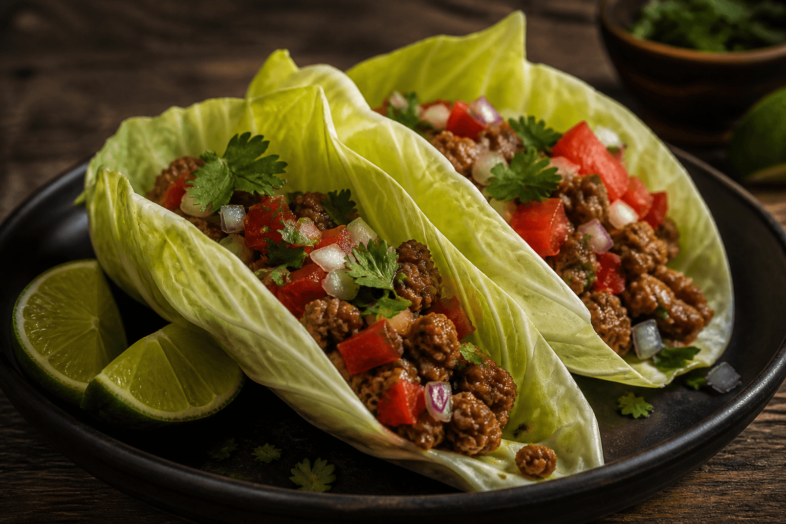 Spidskåls-tacoskaller med krydret oksekød