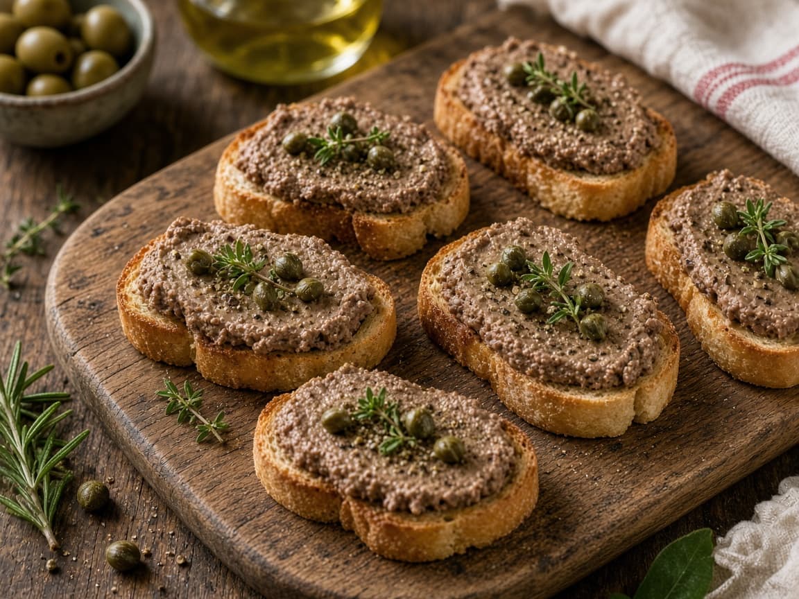Crostini med cremet toscansk kyllingeleverpostej