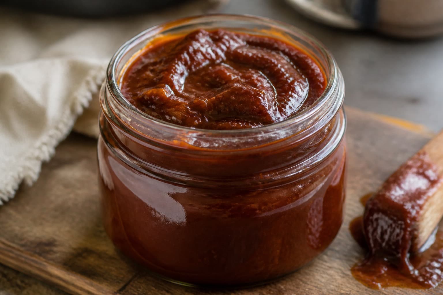 Glas med tyk hjemmelavet BBQ-sauce
