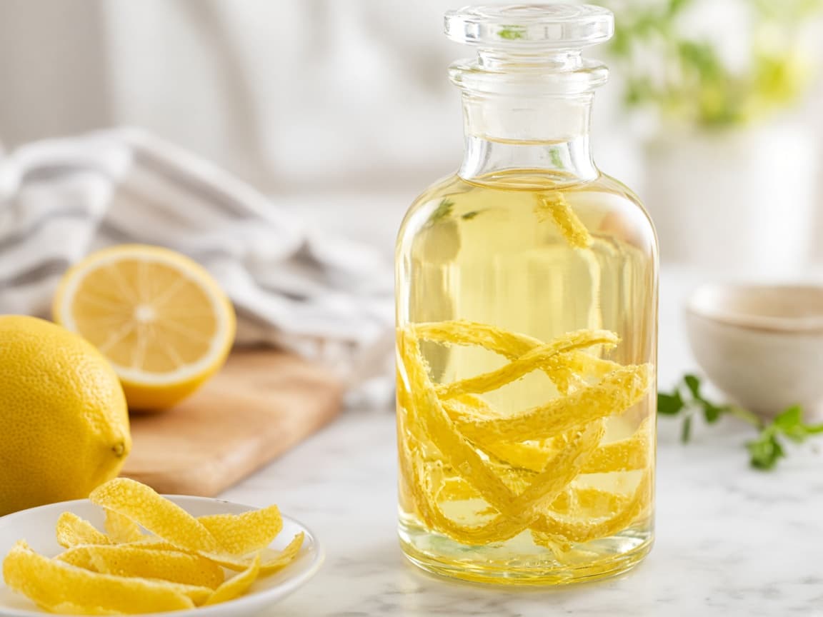 Lys gul citronolie med citronskal