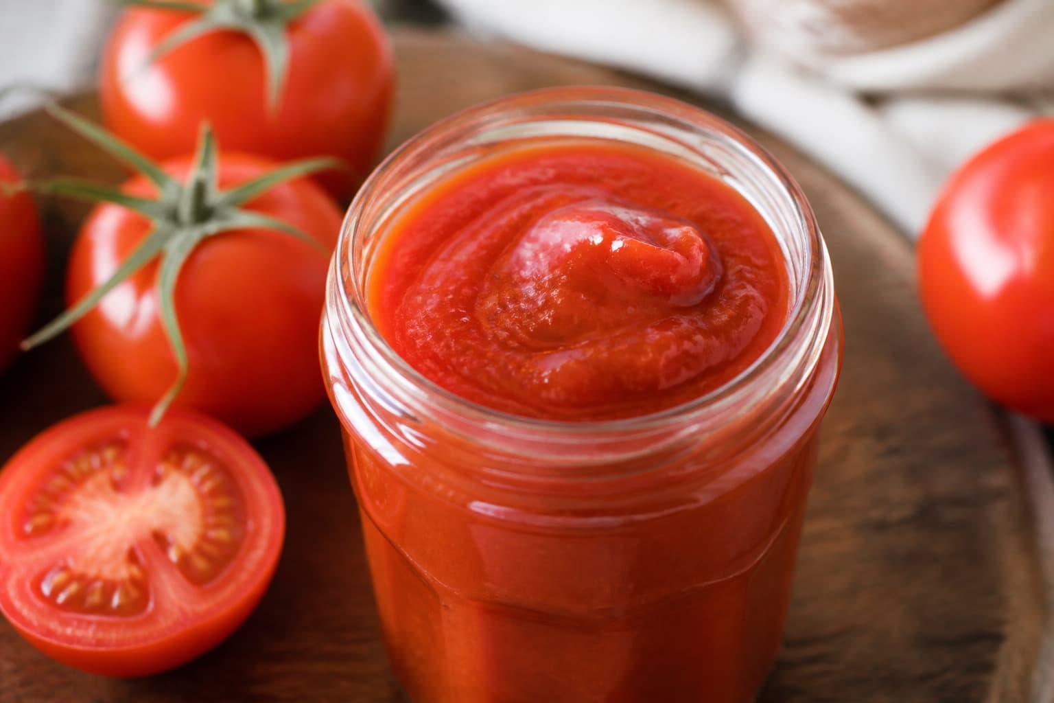 Glas med hjemmelavet tomatketchup