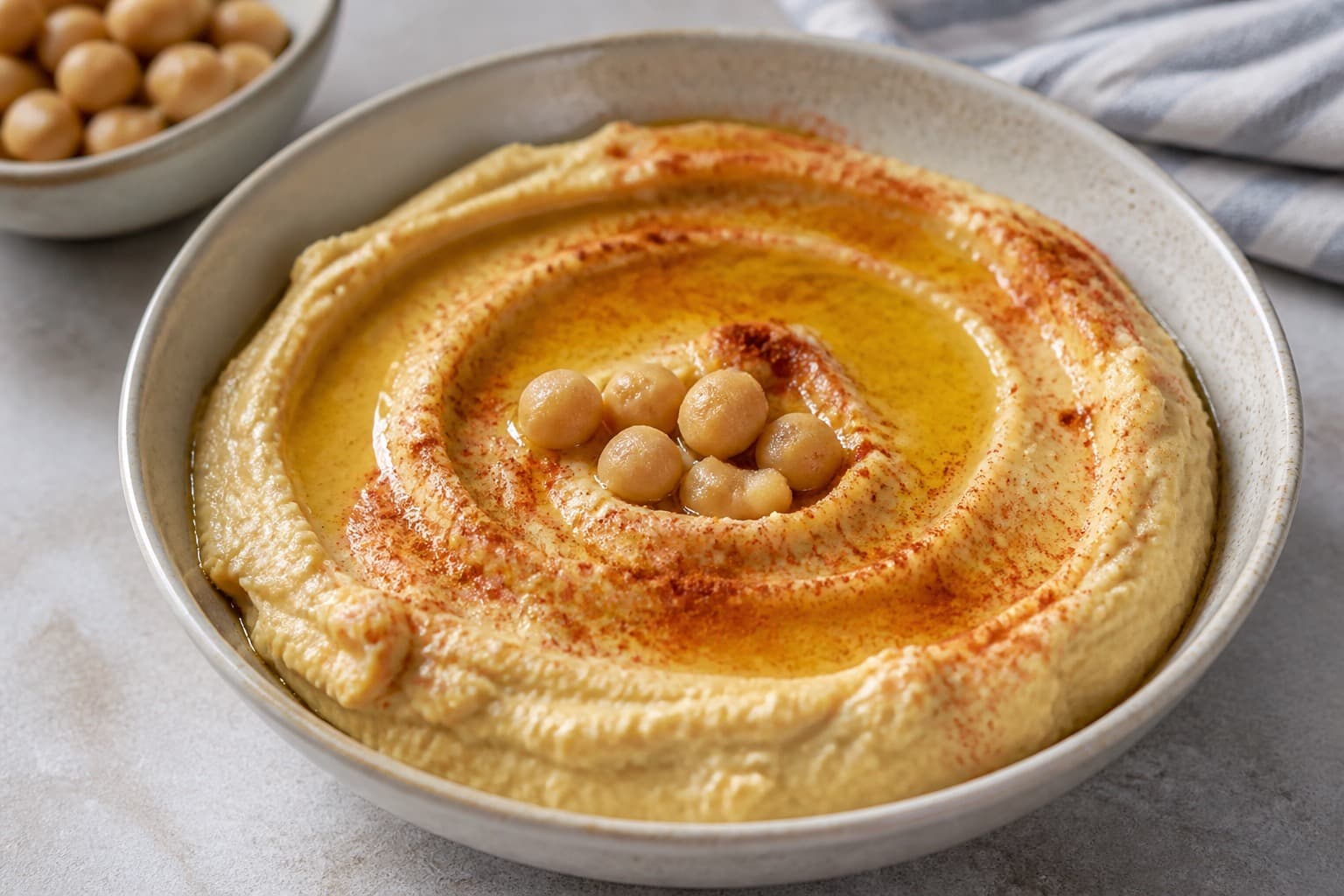 Skål med cremet hummus uden tahin