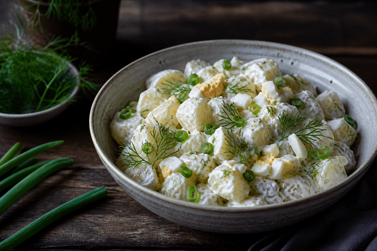 Grovhakket kartoffelsalat med radiser og purløg