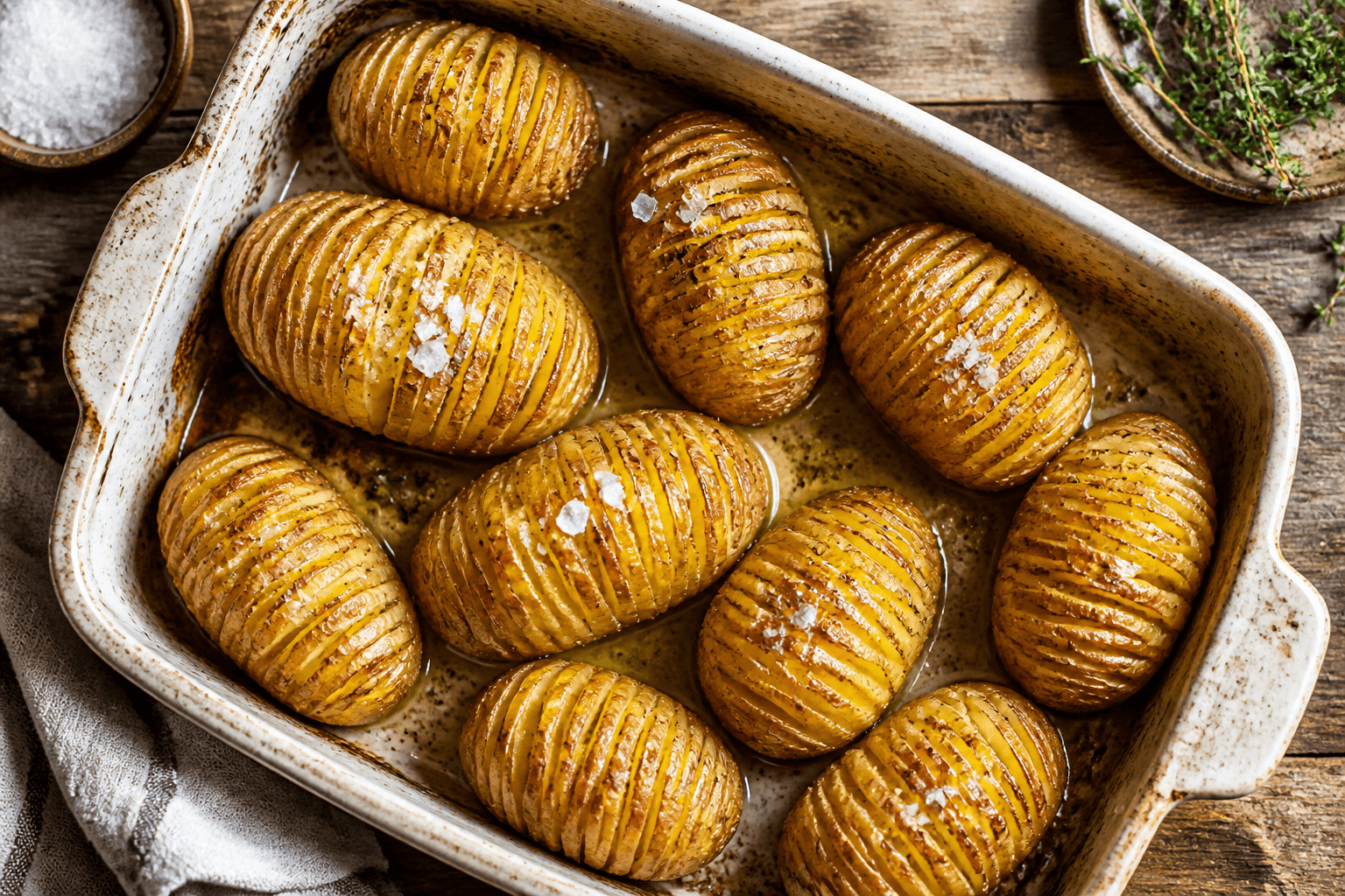 Hasselback-kartofler med smør og flagesalt