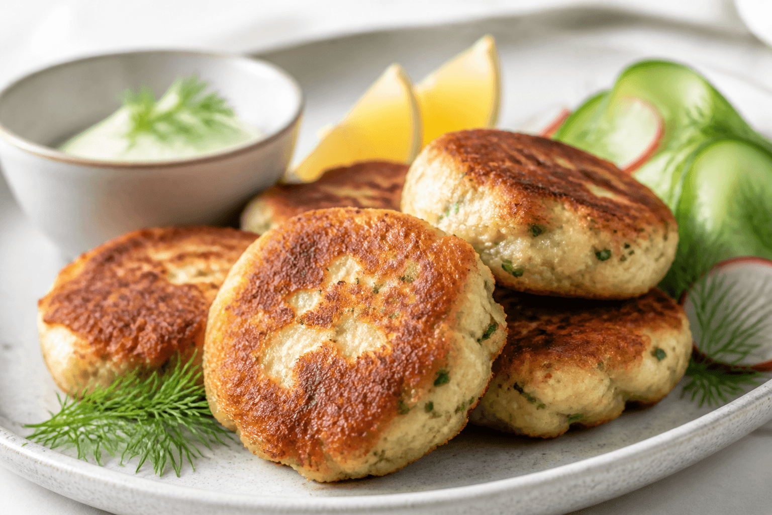 Fiskefrikadeller af grov fars med torsk og laks
