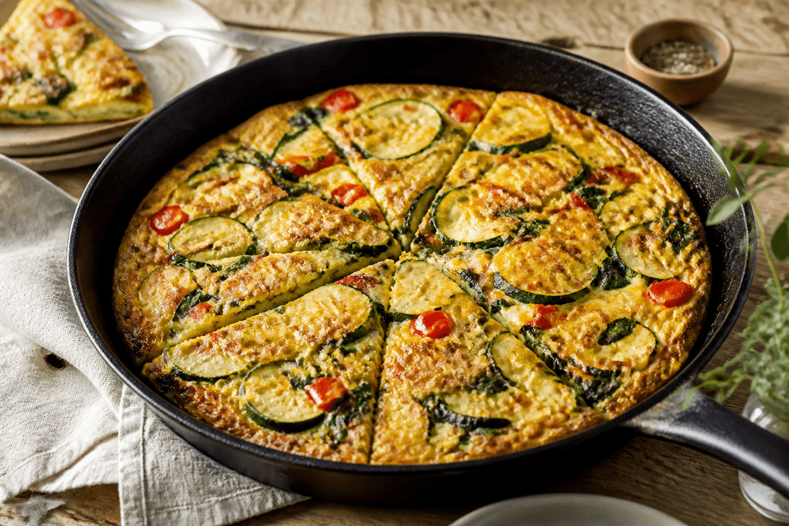 Frittata på pande med grøntsager og ost