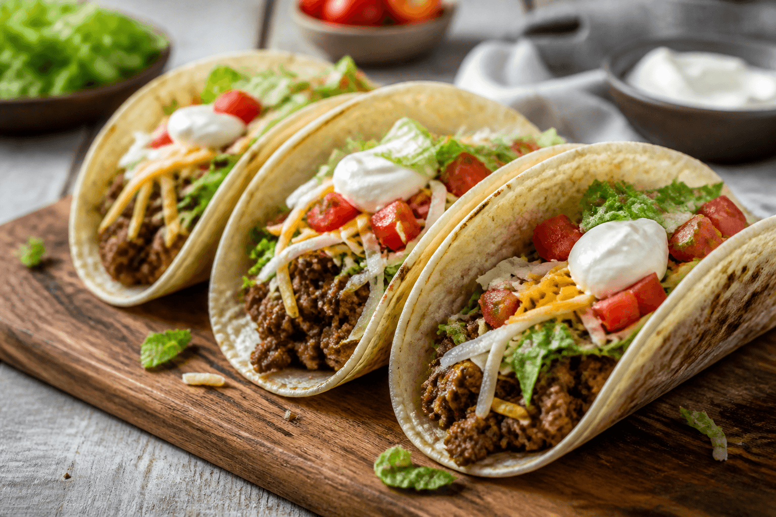 Tacos med skåle — barnet vælger, du laver farsen