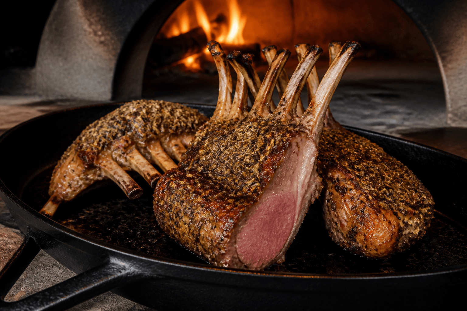 Lammeracks med sennepsskorpe fra pizzaovnen