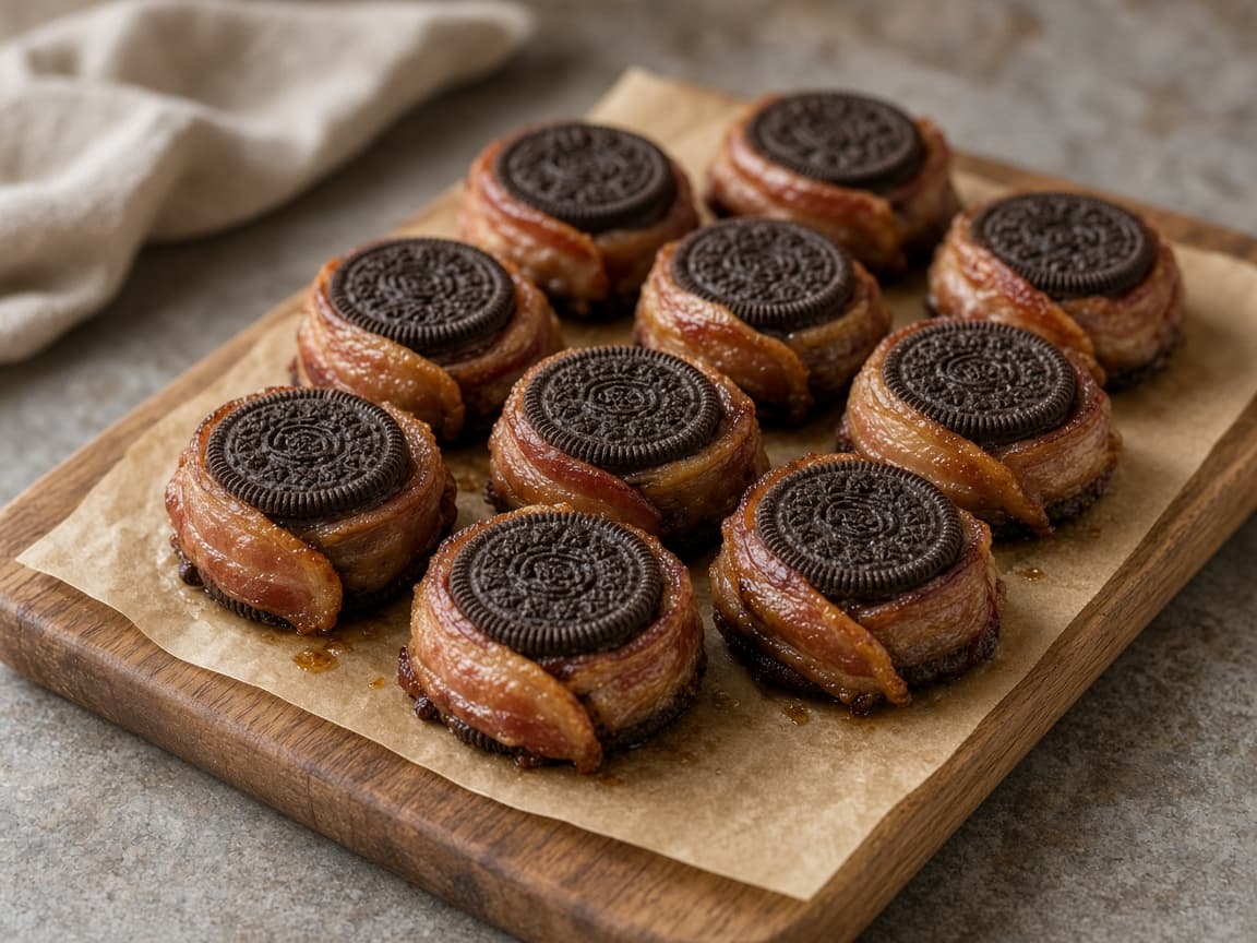 Bacon-wrapped Oreos med karameliseret bacon