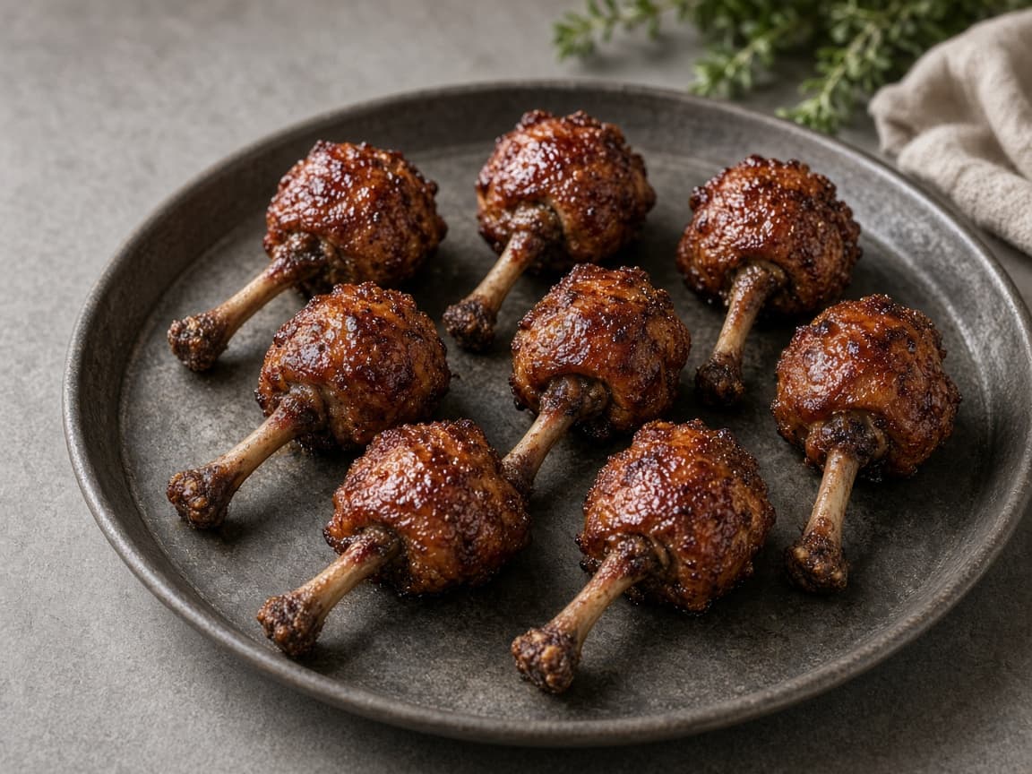 Smoked chicken lollipops med mørk BBQ-glaze