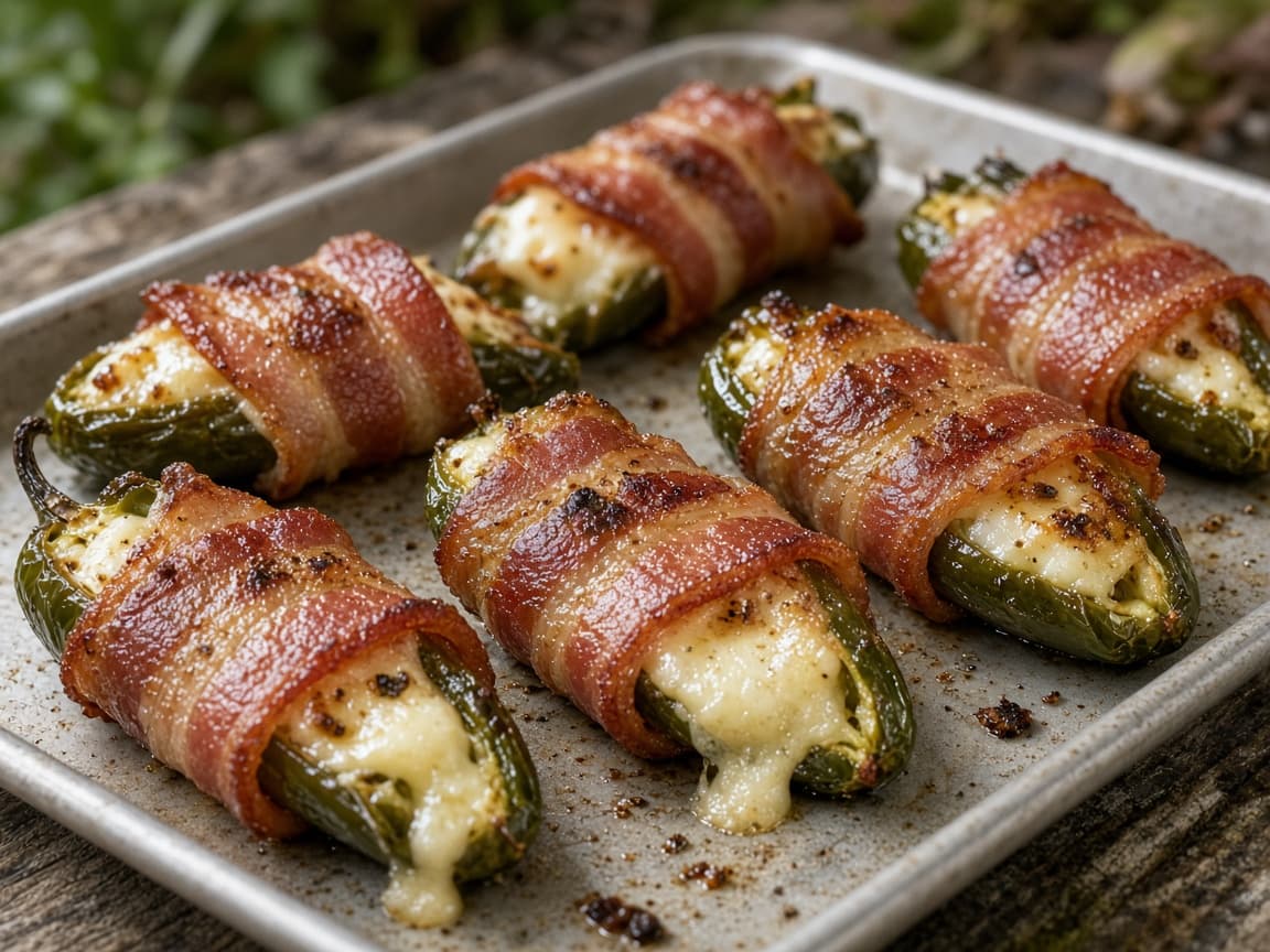 Bacon-wrapped smoked jalapeño poppers