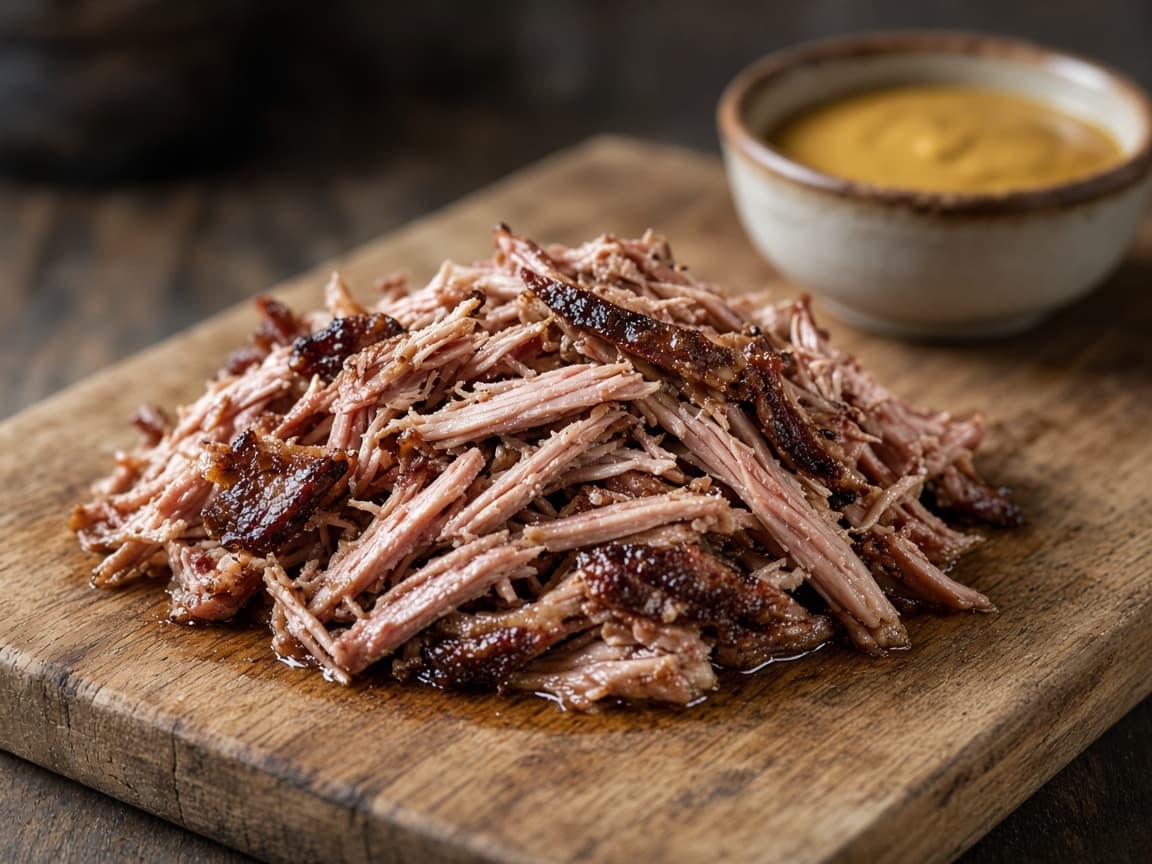 Smoked pulled pork trukket i strimler