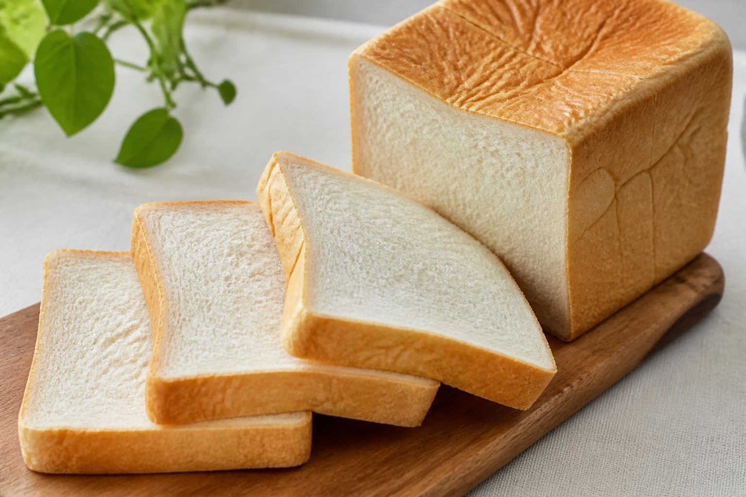 Japansk shokupan milk bread skåret i skiver