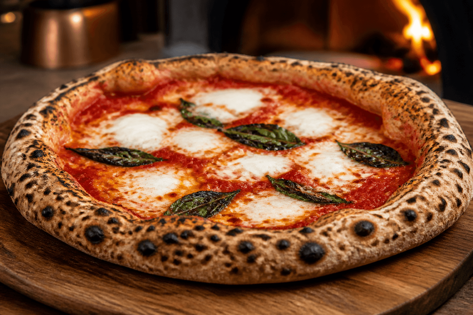 Neapolitansk pizza med leopard-skorpe
