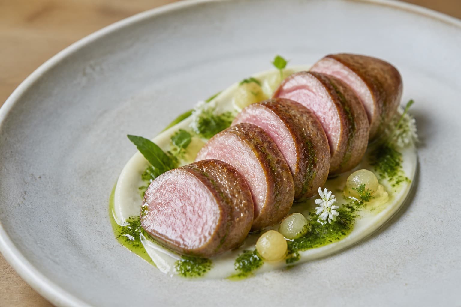 Kalvemørbrad sous vide skåret i medailloner