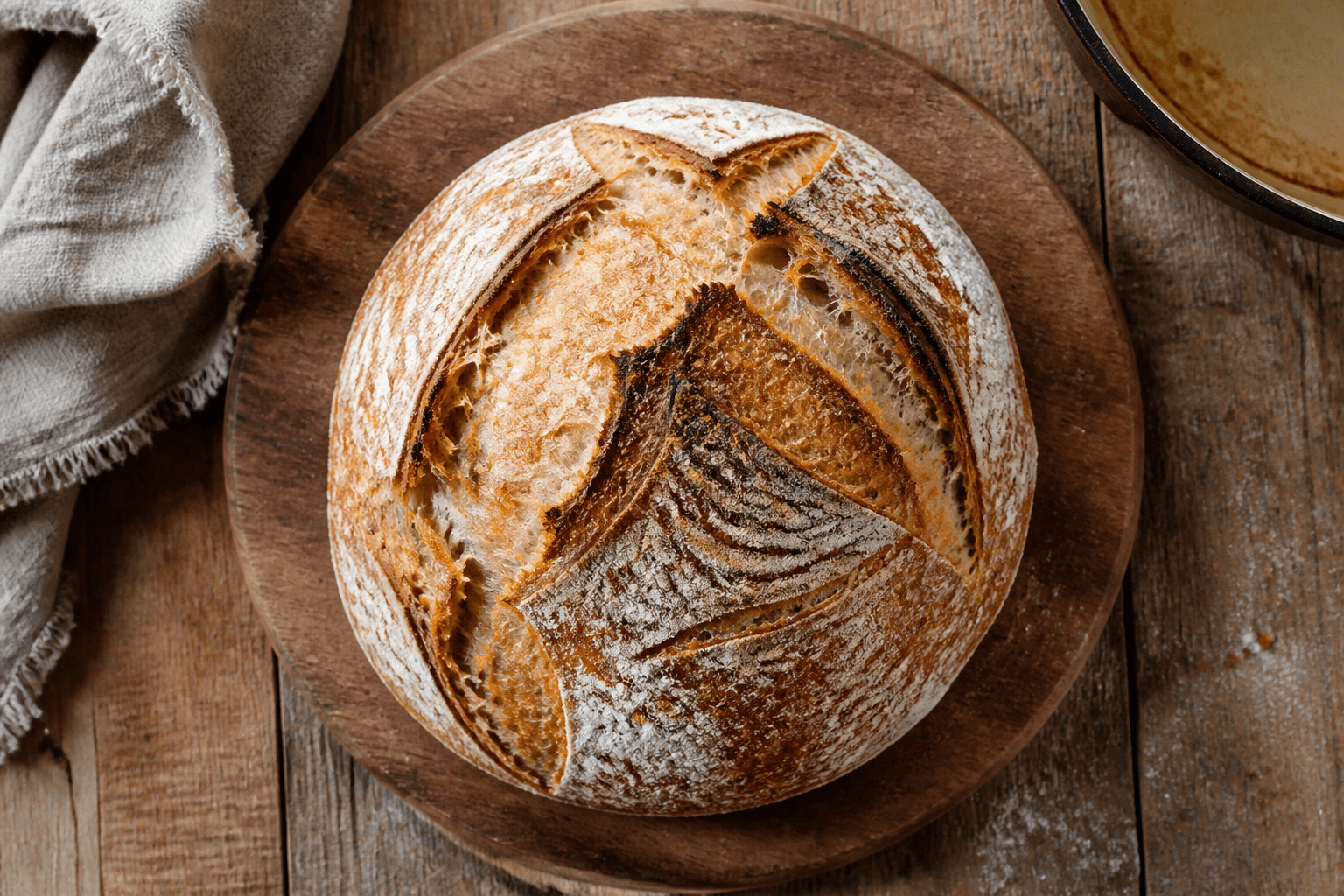 Grydebrød med hytteost og sprød skorpe fra støbejernsgryde