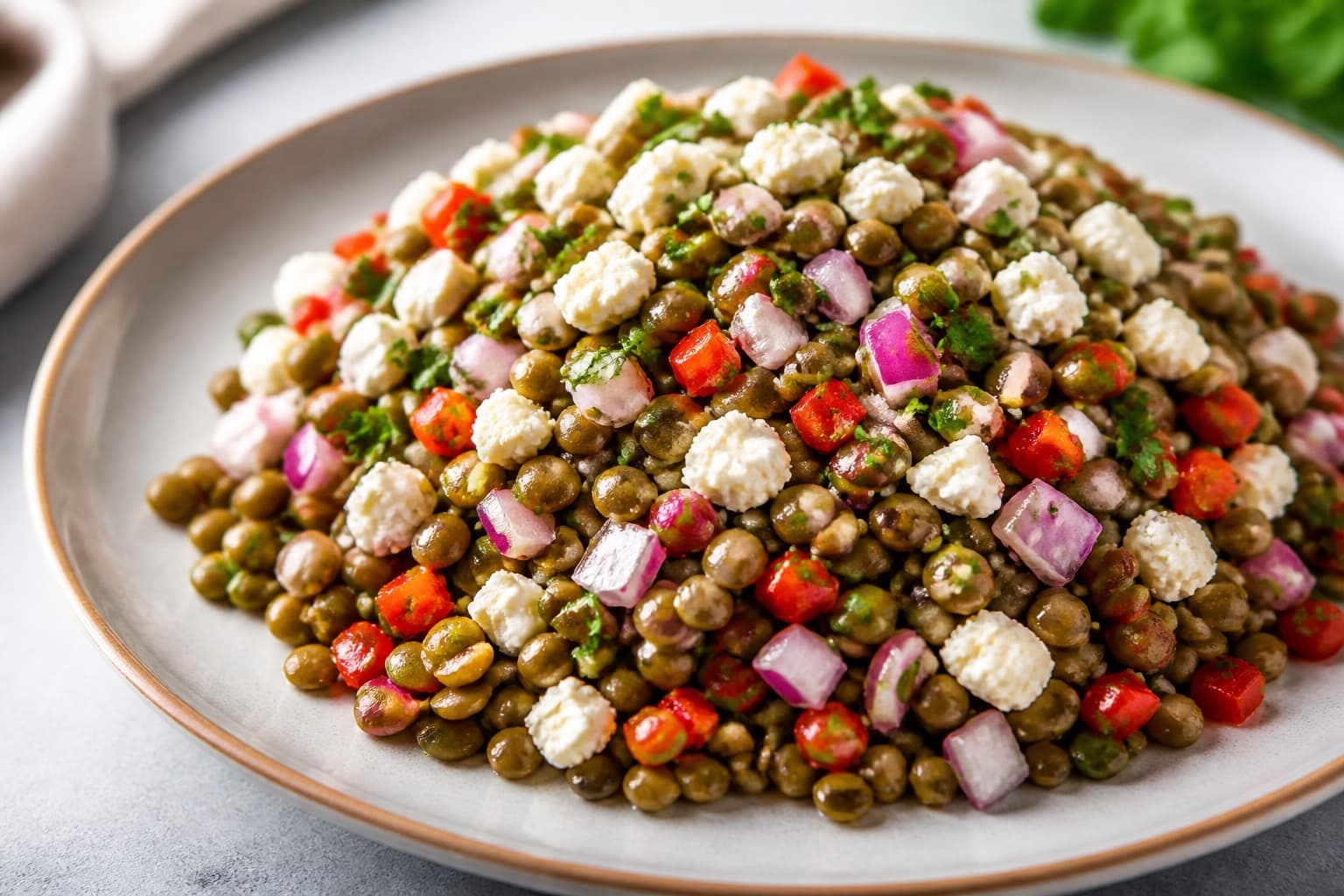 Linsesalat med hele linser fra trykkoger